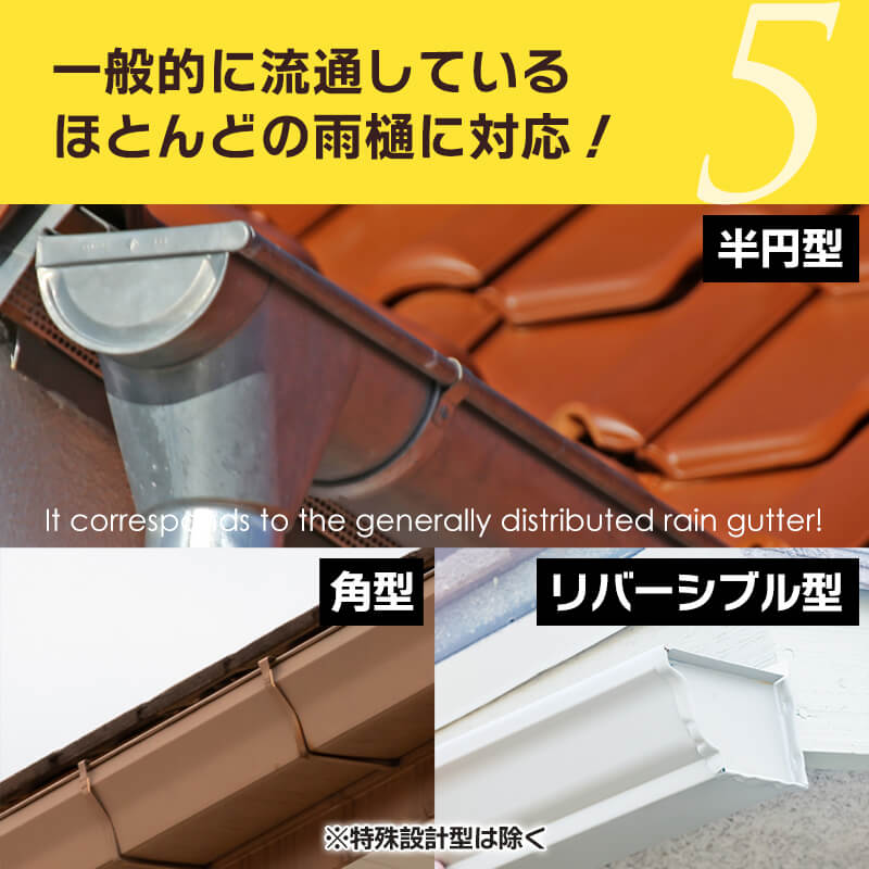 一般的に流通しているほとんどの雨樋に対応!
